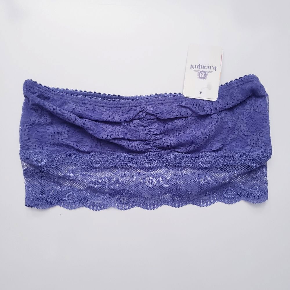 Nordstrom B. Tempted Dark Periwinkle Lace Bandeau Strapless Bra